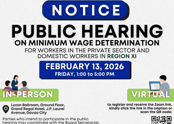 RTWPB-XI public hearing on minimum wage determination slated February 13